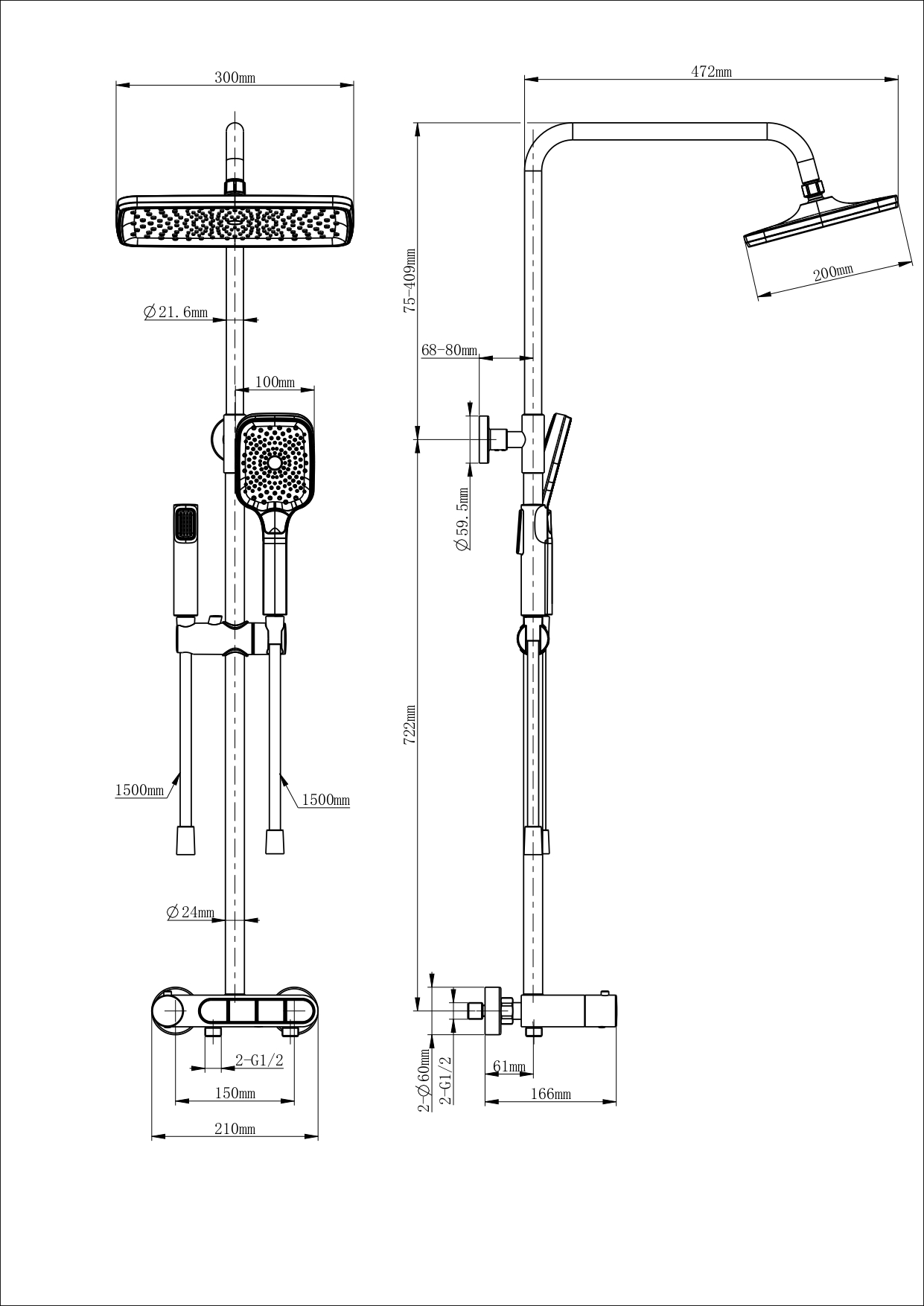 Душевая стойка Wonzon&Woghand Muse Corno WW-B3112-MW термостат, белый матовый