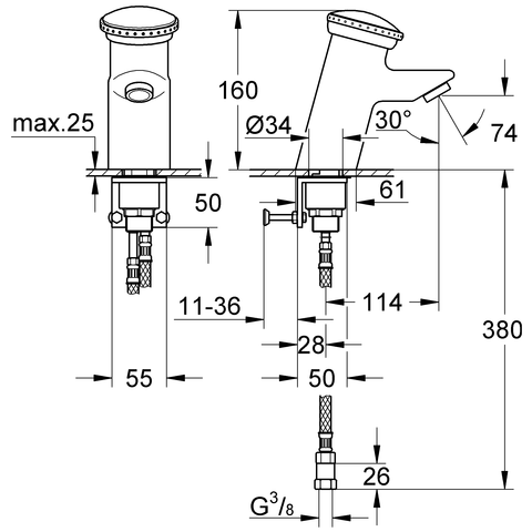 Смеситель для раковины Grohe Public 36110000 автоматический