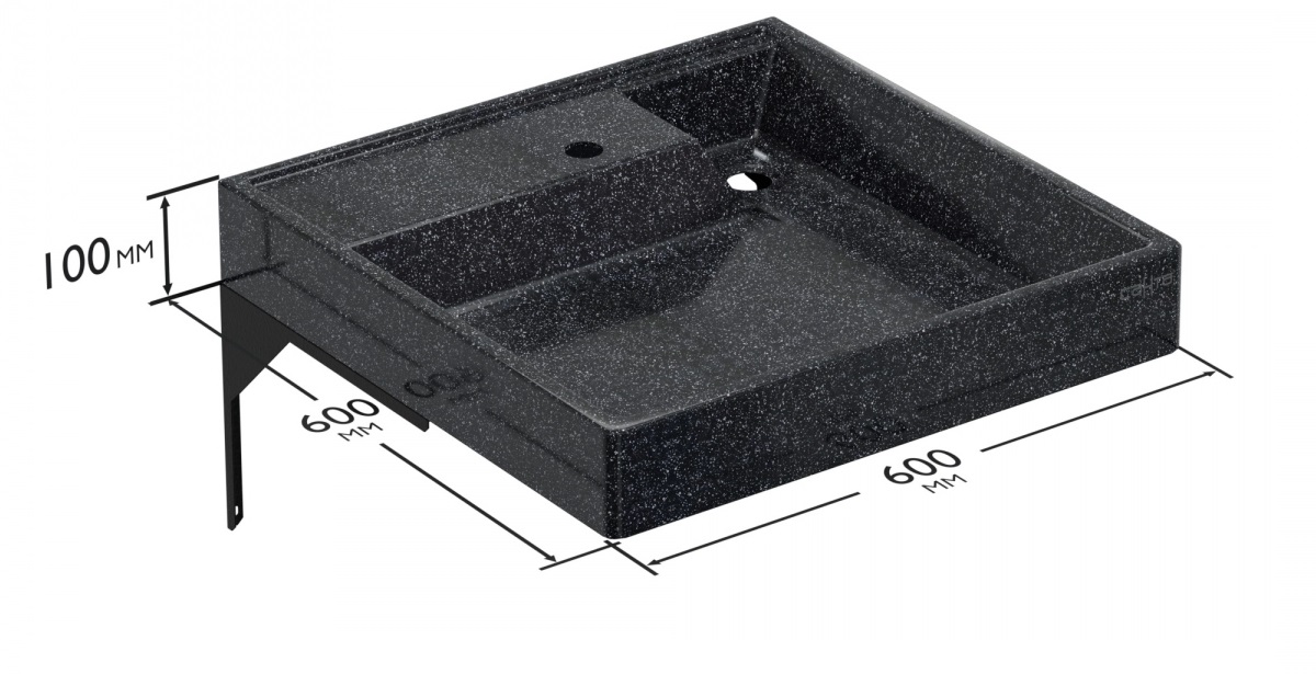 Раковина Санта Юпитер 900141 60x60 см с кронштейнами, черный