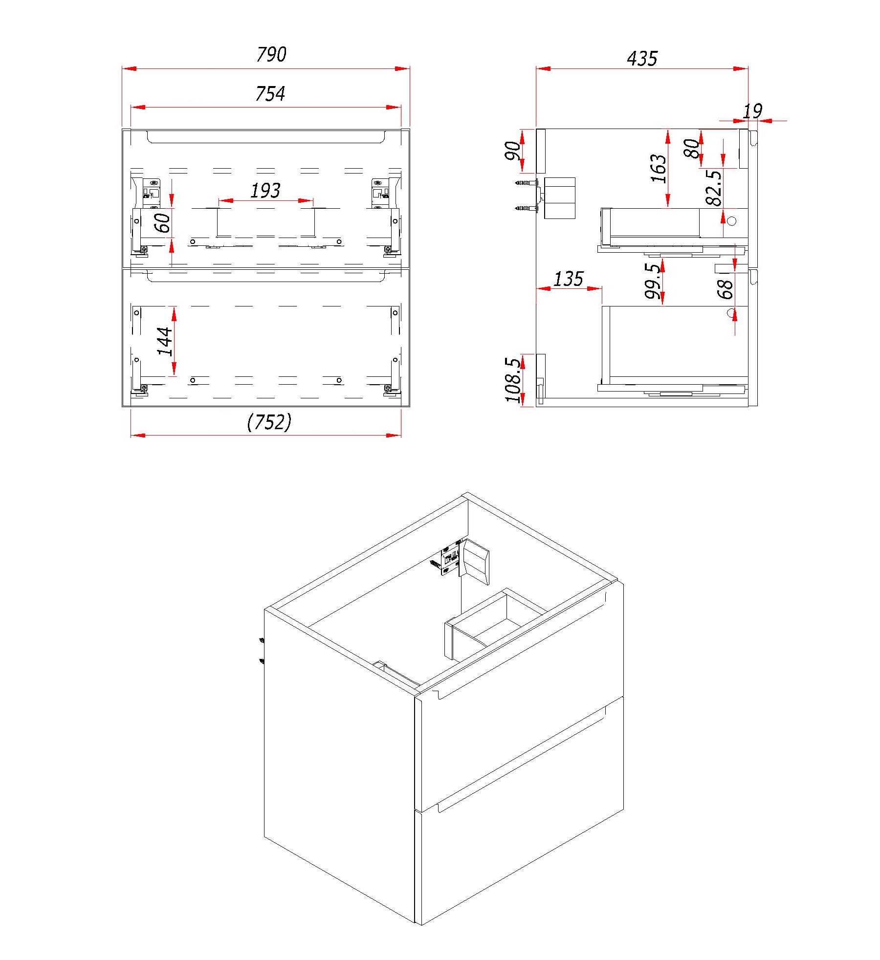 Тумба со столешницей ЗОВ Дион 80 см