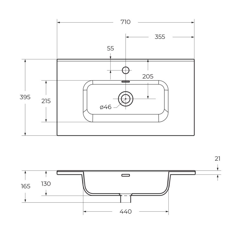 Раковина BelBagno 70 см BB700/390ETL