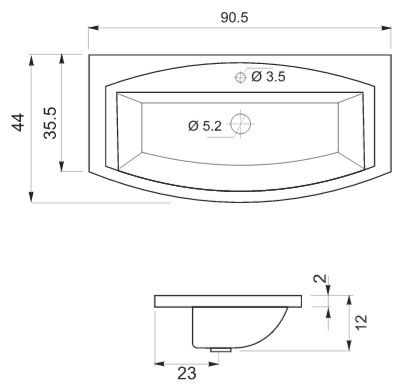 Раковина De Aqua Токката WT 051 90 см