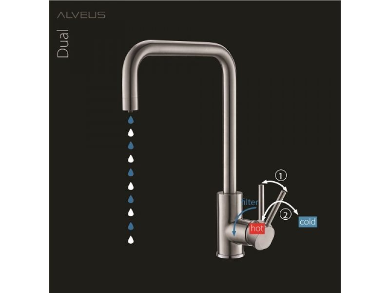 Смеситель для кухни Alveus Dual 1139810 под фильтр, матовый белый