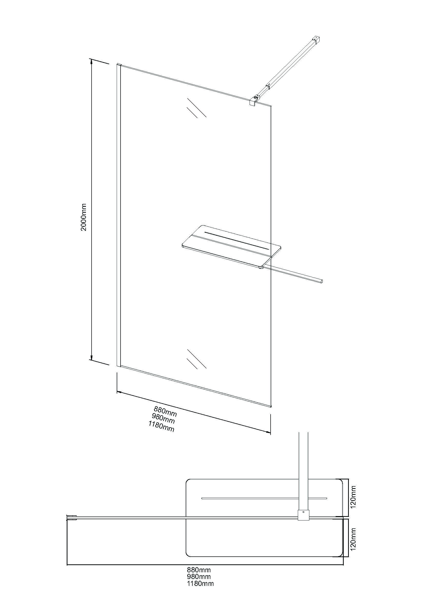 Душевая перегородка Niagara Nova NG-582-12BLACK 120x200 белый градиент, профиль черный матовый