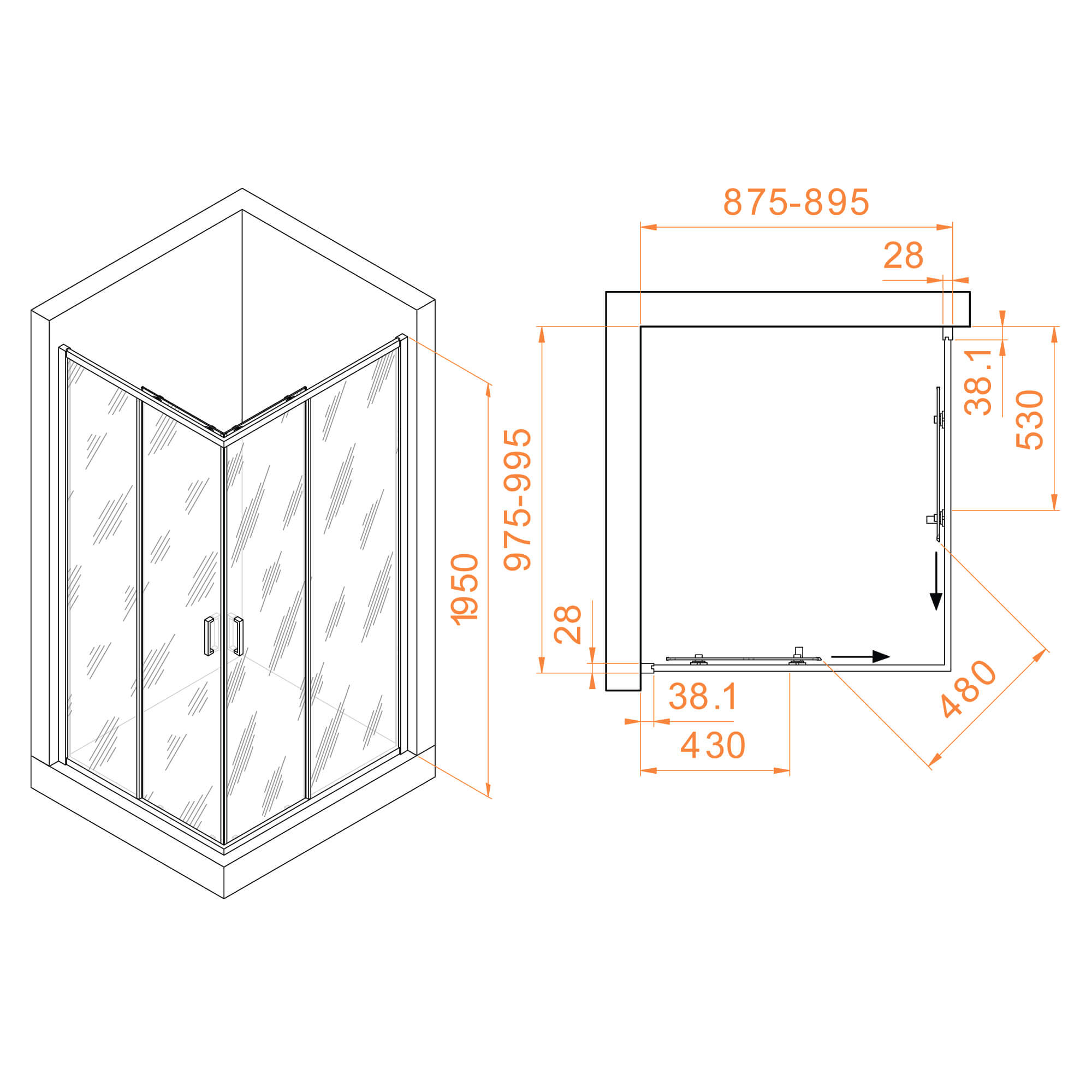 Душевой уголок RGW Passage PA-246B 100x90 прозрачное, черный 030824690-14