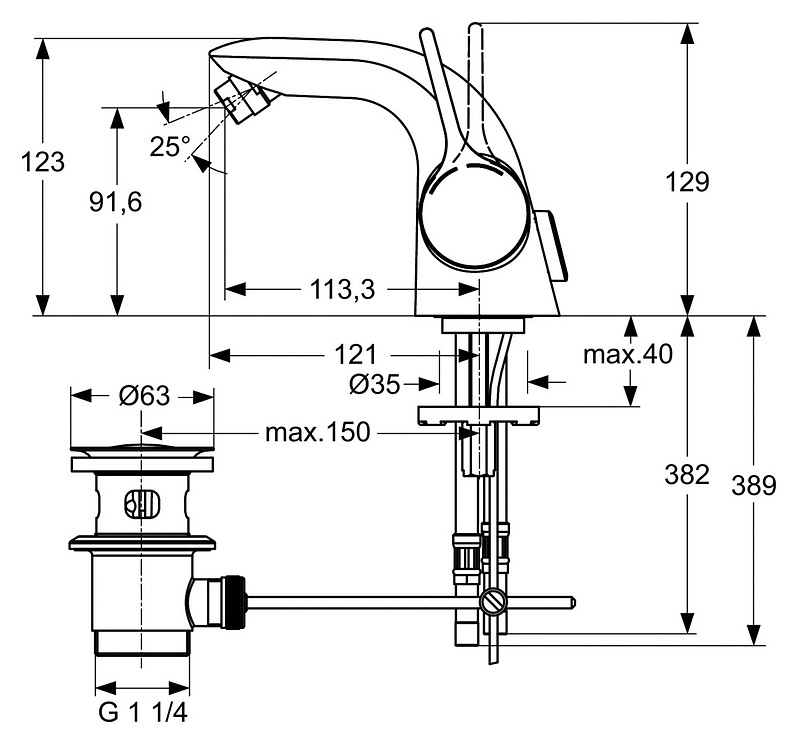 Смеситель для биде Ideal Standard Melange A4268AA