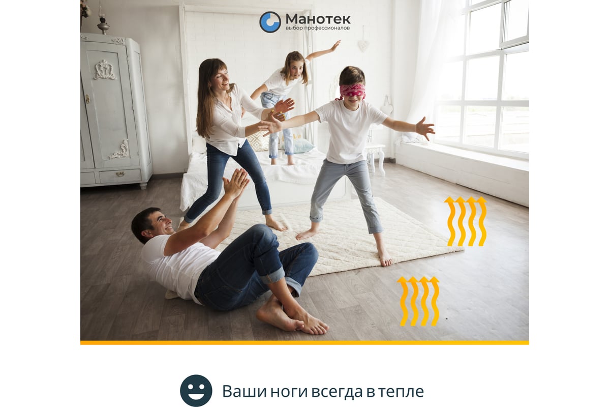 Комплект теплого пола с программируемым терморегулятором Манотек 12,5 м² infra_12.5_e51