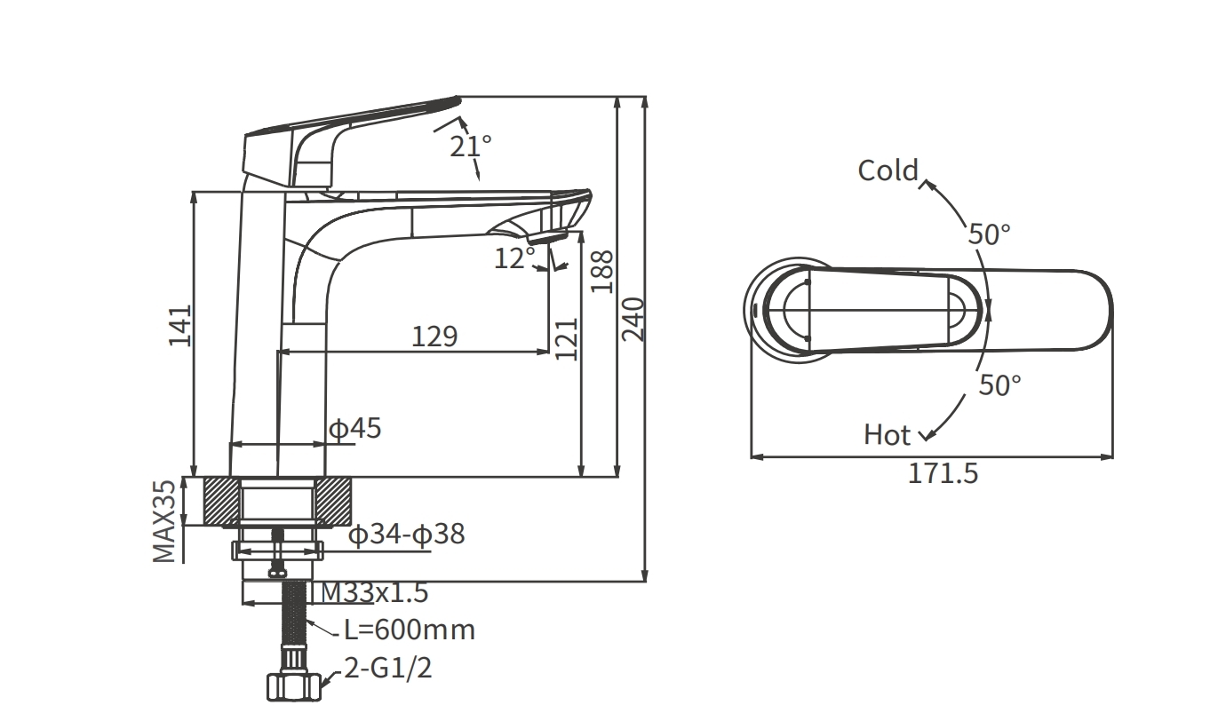 Смеситель для раковины Arrow AG4138CP хром
