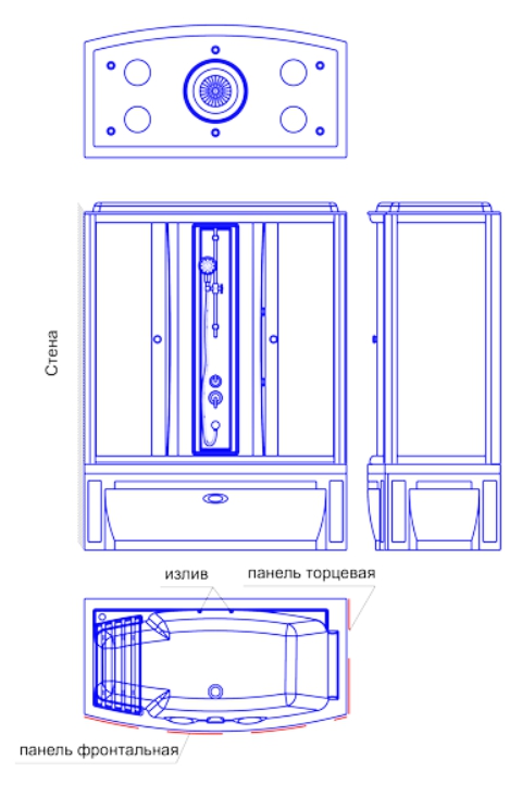 Душевой бокс Радомир Элис 1-04-1-1-0-0940 прозрачные шторки 168x85 L