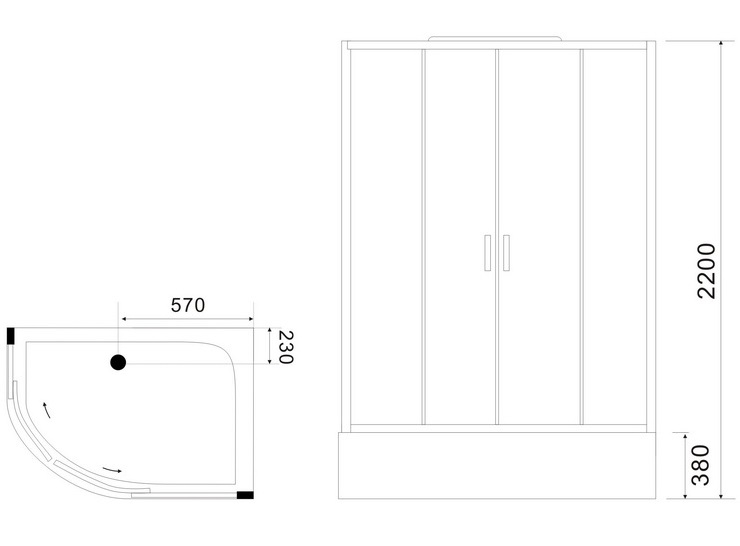 Душевая кабина Black&White Galaxy G5507R 120x80 правая