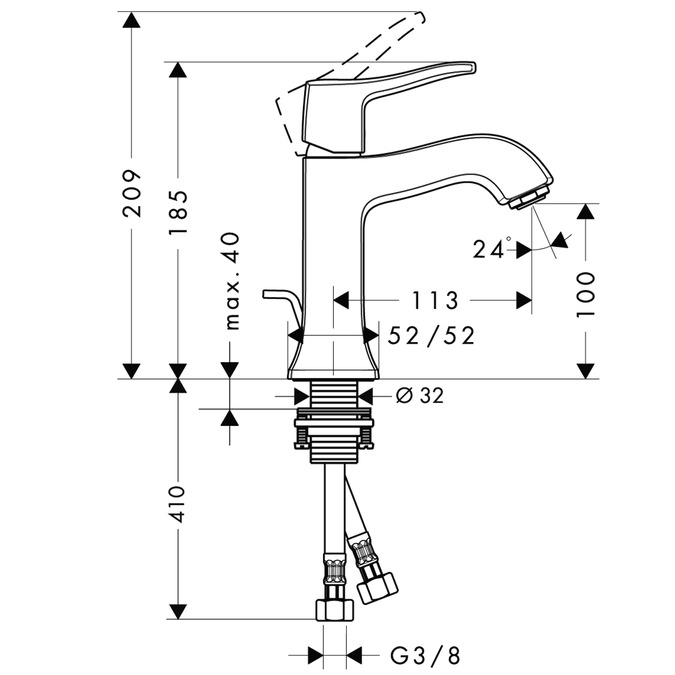 Смеситель для раковины Hansgrohe Metris Classic 31075000