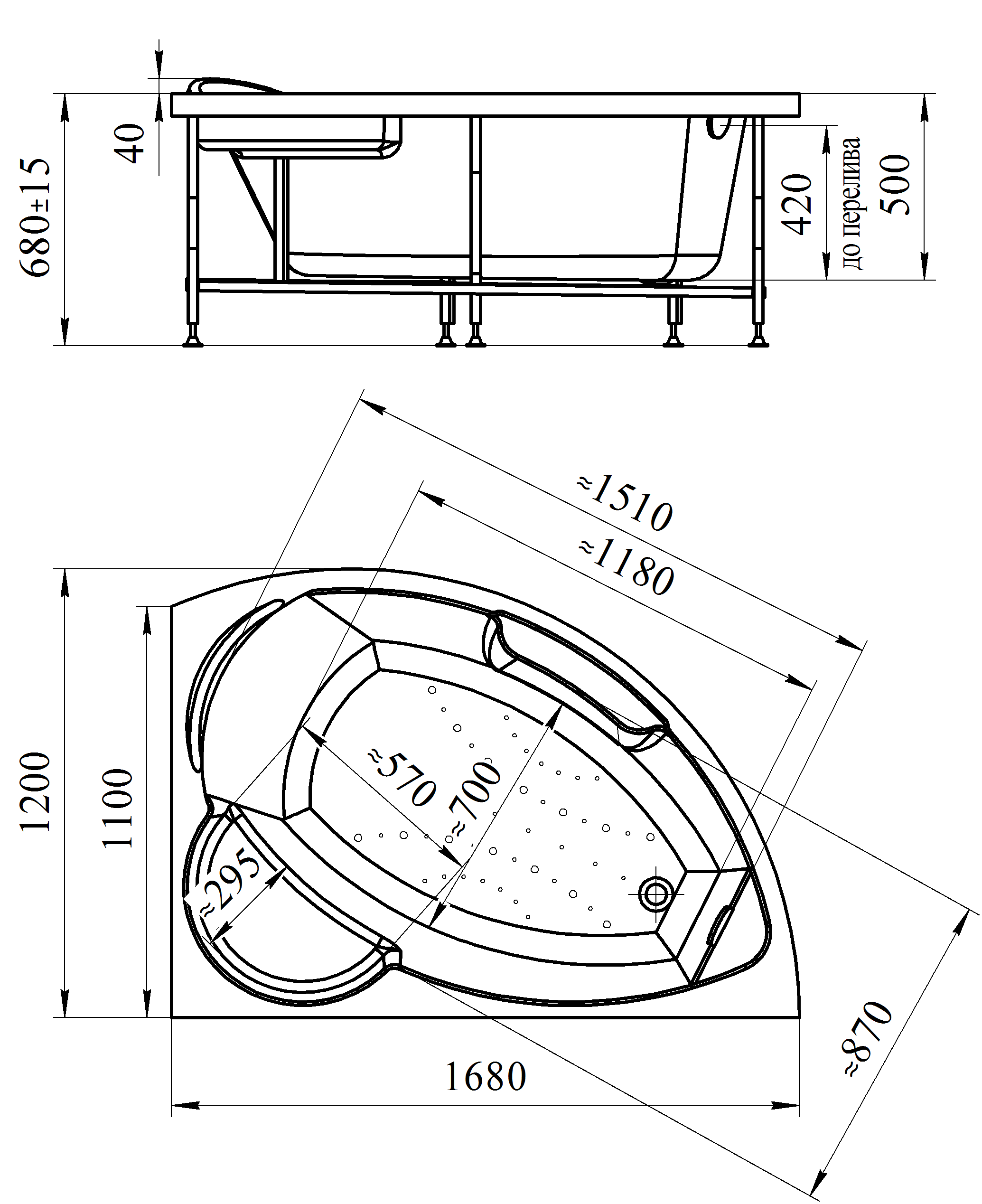 Акриловая ванна Ваннеса Алари 168х120 R