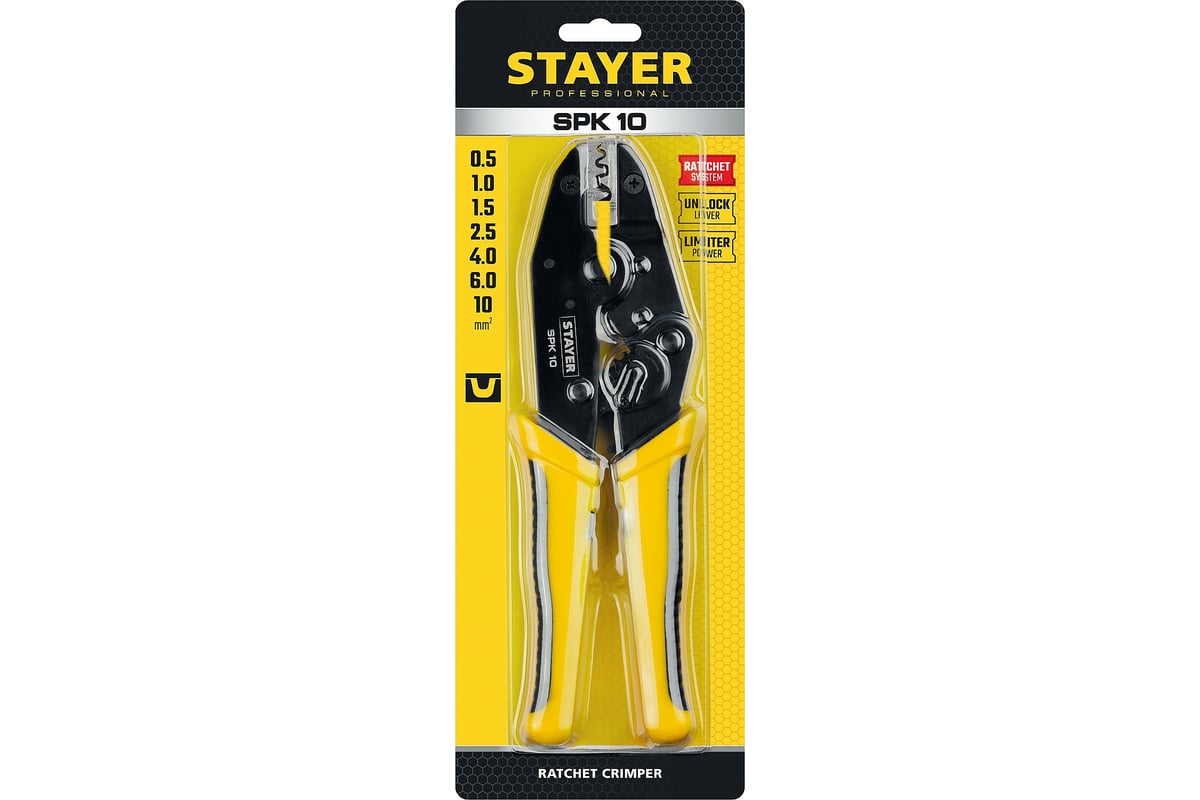 Пресс-клещи для медных наконечников Stayer Professional SPK-10 0.5 - 10 мм2 45440