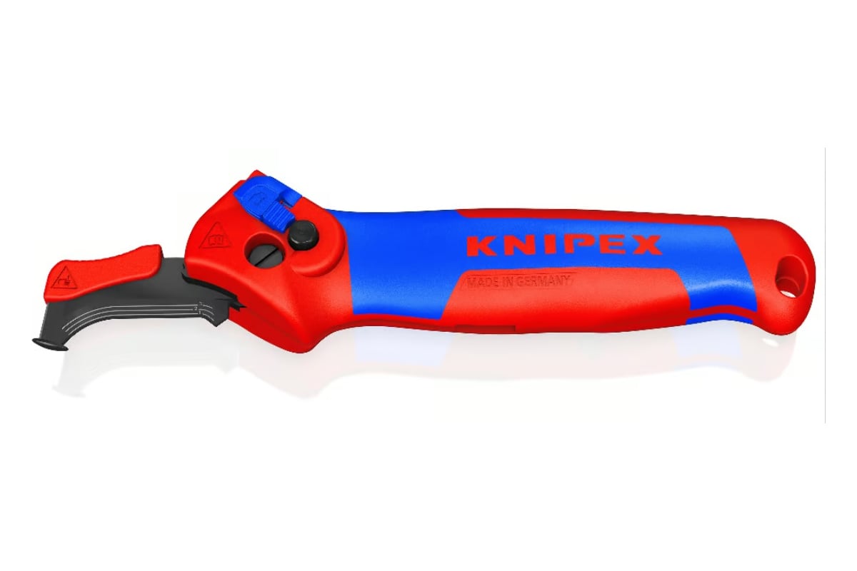 Нож для кабеля Knipex с "пяткой", с трещоткой, 146 мм, 2К ручка KN-1650145SB