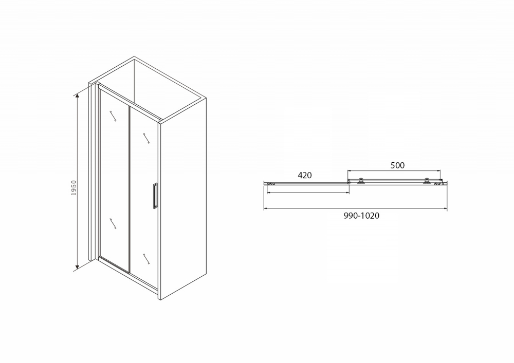 Душевая дверь Abber Schwarzer Diamant 100x195 AG30100BH, профиль черный