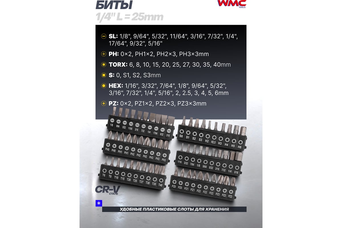 Набор отверток и бит 100пр. WMC TOOLS WMC-10100(51782)