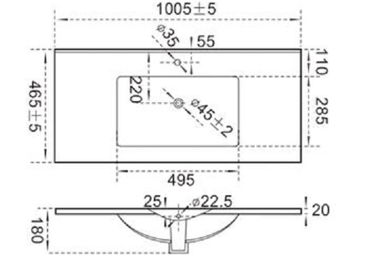 Раковина CeramaLux NYJ 9010Е 101 см