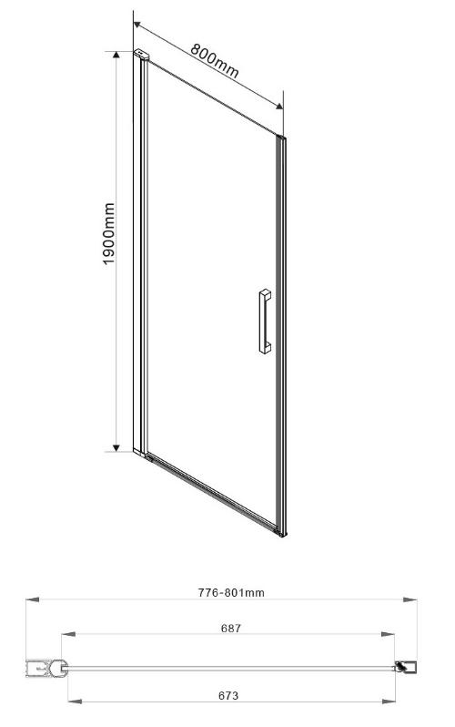 Душевая дверь Vincea Orta VPP-1O 80x190 VPP-1O800CL хром, прозрачная