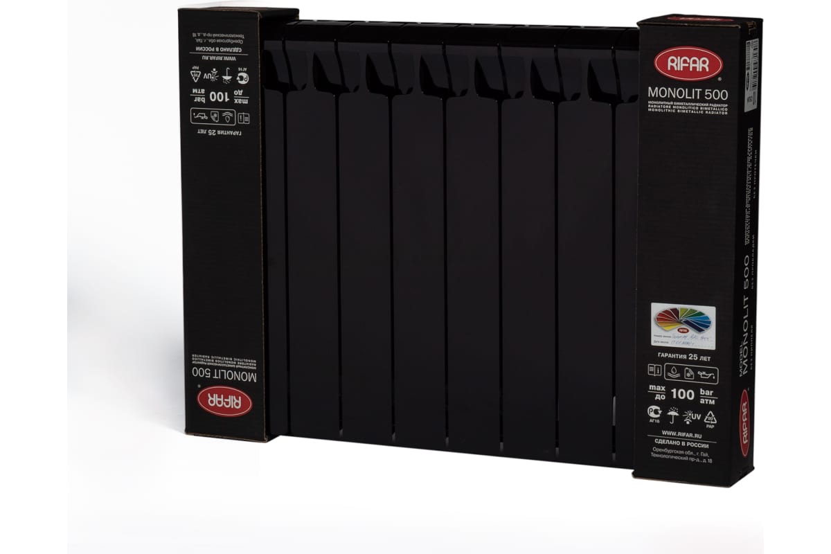Радиатор Rifar Monolit 500x10 сек НП лев MVL Антрацит RM50010 MVL9005