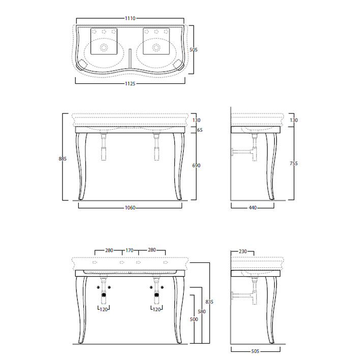 Мебель для ванной Simas Lante 112.5 см белый глянец