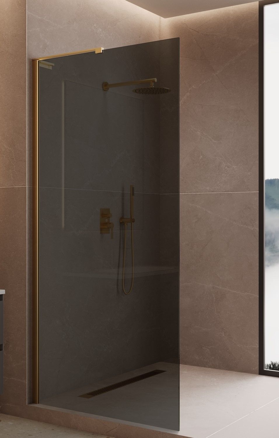Душевая перегородка Vincea Волк-Ин (Walk-In) VLSW-1H100CGG 100x200 брашированное золото, тонированное