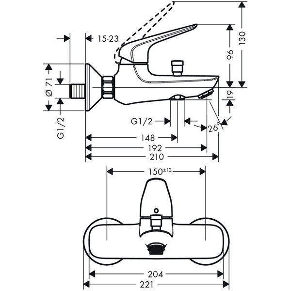 Смеситель для ванны Hansgrohe Novus Loop 71340000