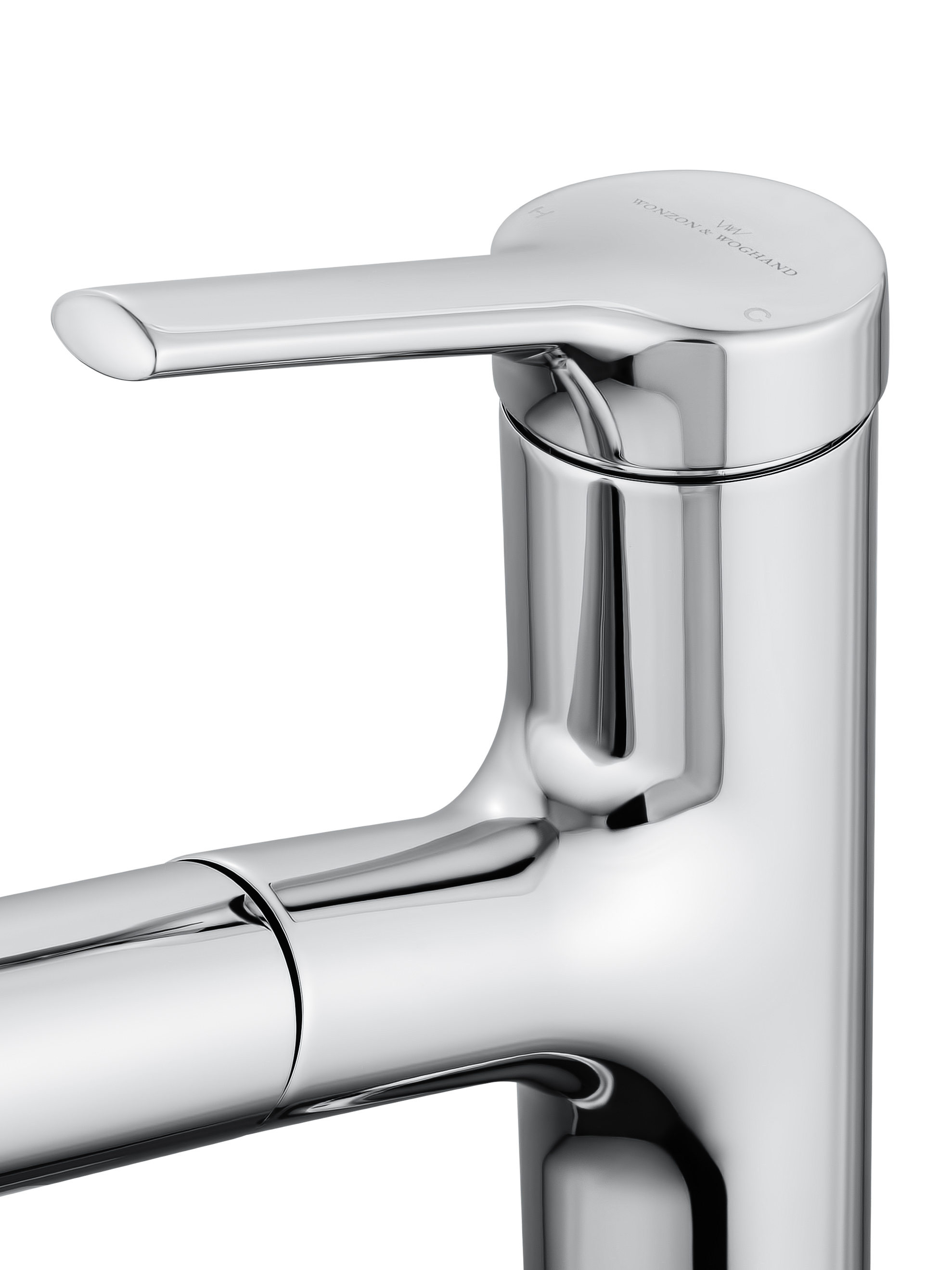 Смеситель для раковины Wonzon&Woghand WW-A40862-CR выдвижной излив, хром