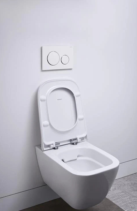 Подвесной унитаз Geberit Smyle Square 500.683.01.2 безободковый с крышкой-сиденьем микролифт
