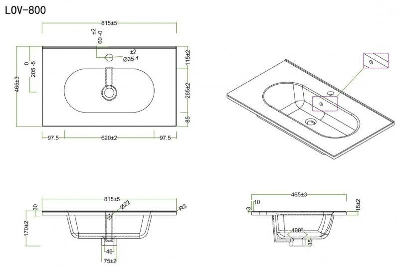 Тумба с раковиной BelBagno Kraft 80 см