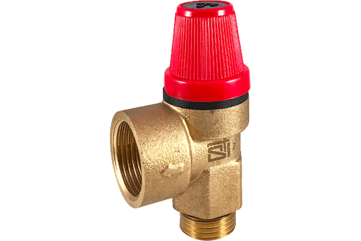 Клапан предохранительный STI мембранный ГШ 3/4"х1/2" латунный, угловой (6 бар) D120-00879