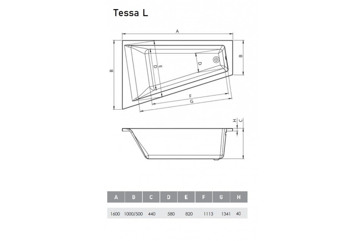 Акриловая ванна Vayer Tessa 160x100 см L