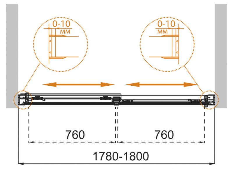 Шторка для ванны Cezares TANDEM-SOFT-VF-2-180/145-C-Cr-IV 180x145 прозрачная