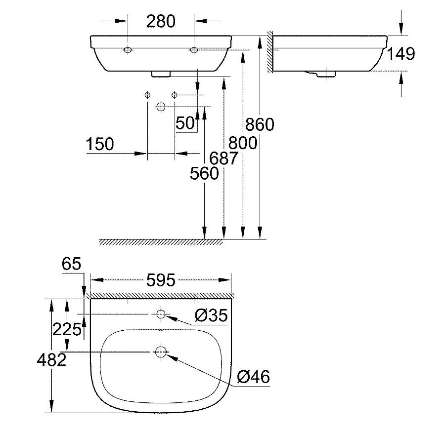 Раковина Grohe Euro Ceramic 60 см