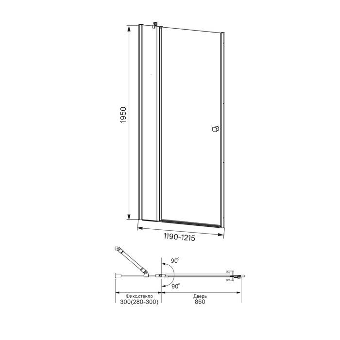 Душевая дверь Iddis Ray RAY6CP2i69 120x195 профиль хром