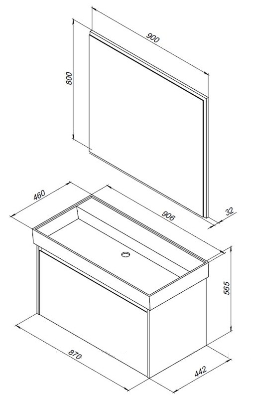 Мебель для ванной Aquanet Nova Lite 90 см, 1 ящик, дуб рошелье