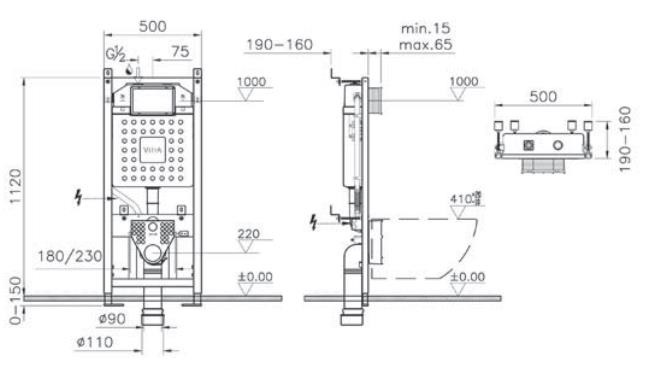 Инсталляция для унитаза VitrA Rapid + V12 700-1873 с клавишей хром