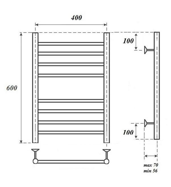 Полотенцесушитель электрический Point PN10146SE П8 40x60 хром