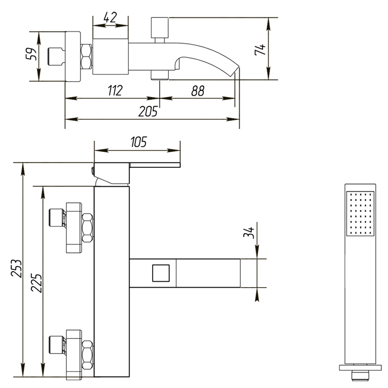 Смеситель для ванны Migliore Kvant ML.KVT-2701.CR с душем