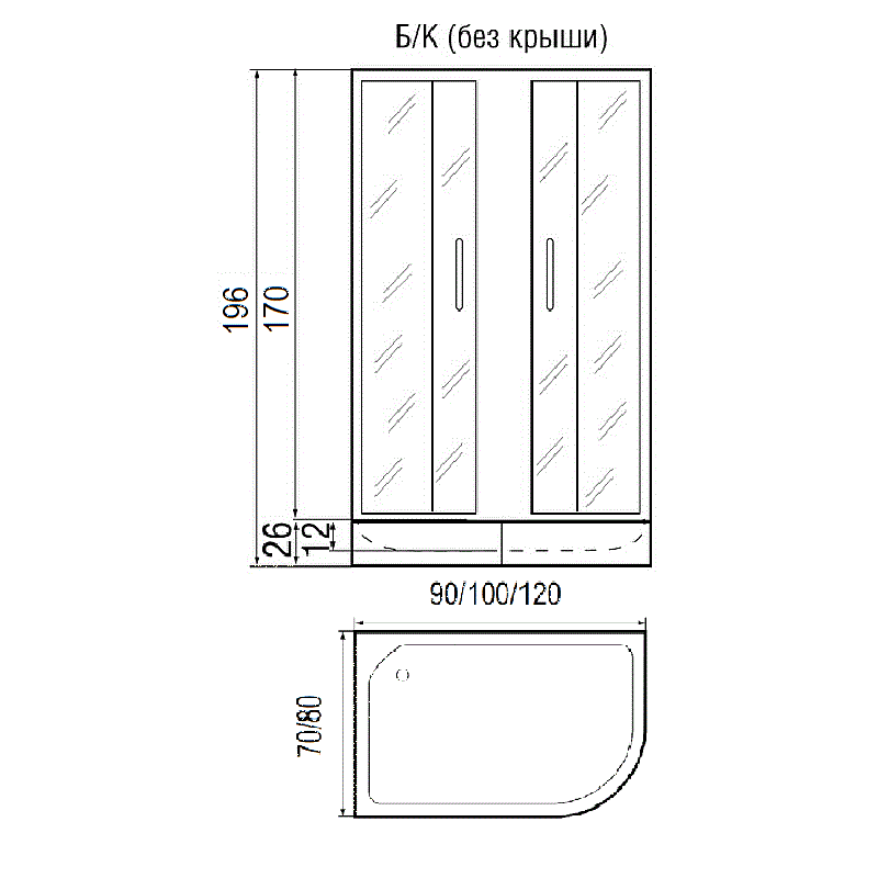 Душевой уголок River Don 90/70/24 MT 90x70 10000008306 хром, матовое, R с поддоном