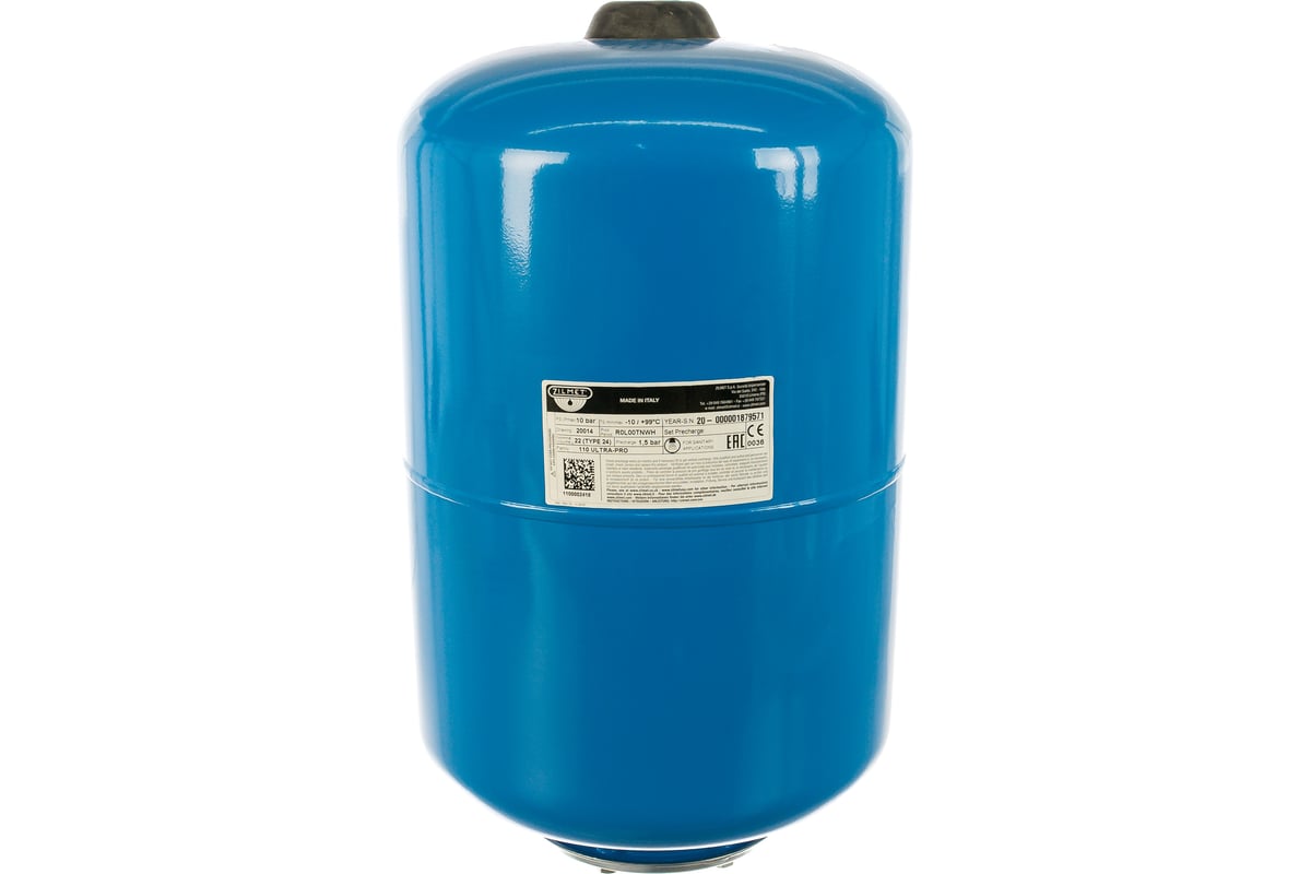 Гидроаккумулятор вертикальный ULTRA-PRO 24 л, 10 Бар, 1" G, EPDM, синий Zilmet 1100002418