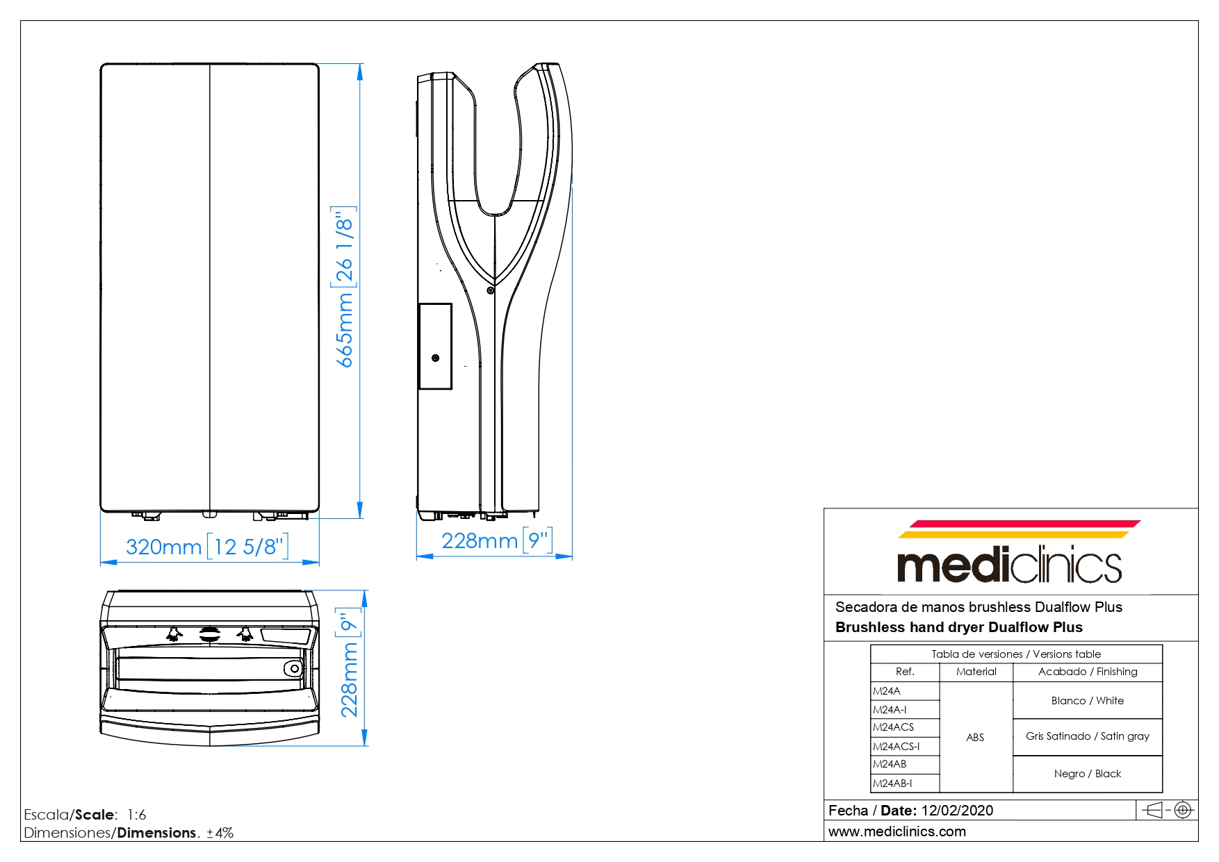 Сушилка для рук Mediclinics Dualflow Plus M24AB черный