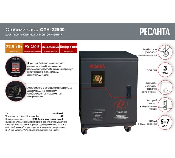 Стабилизатор Ресанта СПН 22500 63/6/30
