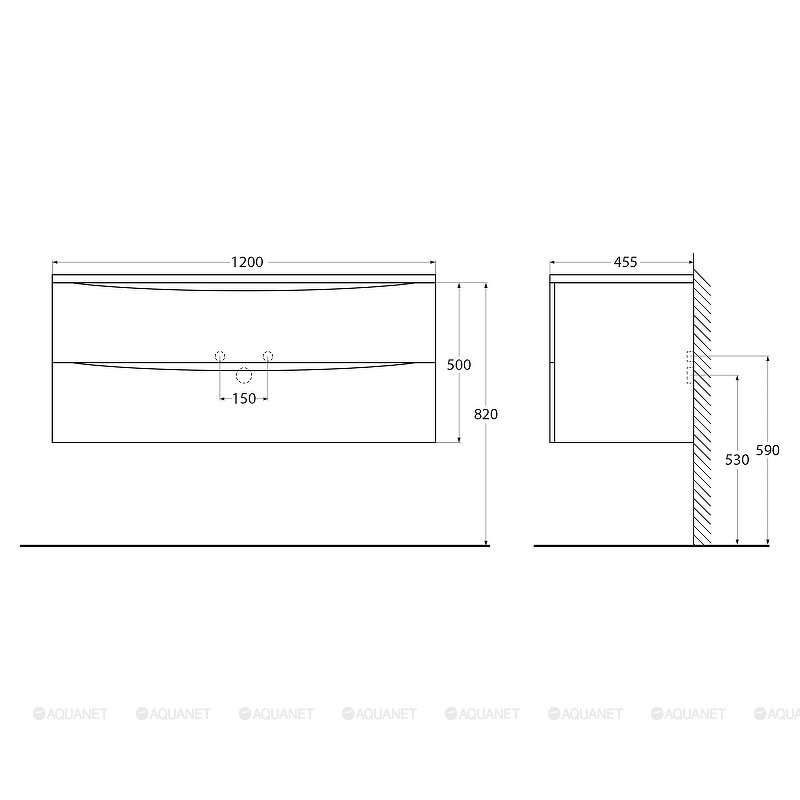 Тумба с раковиной BelBagno Acqua 120 см подвесная, Rovere Rustico