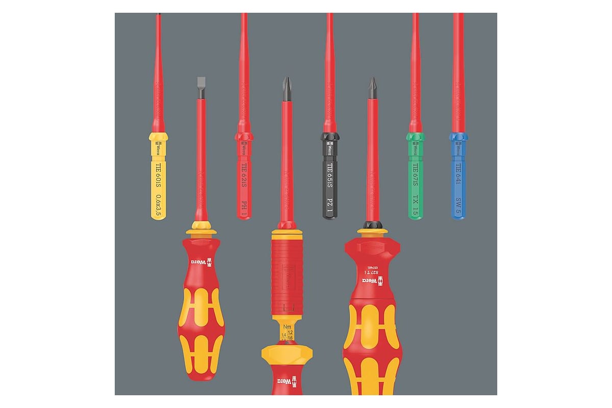 Набор насадок с отвёрткой-битодержателем WERA Kraftform Kompakt VDE 7 Universal 1 Tool Finder 7 предметов WE-006600