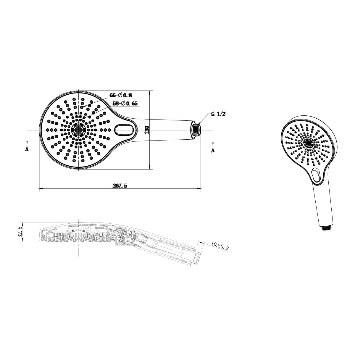 Душевая лейка Vincea Inspire VSHN-3I1HMB с шлангом, черный