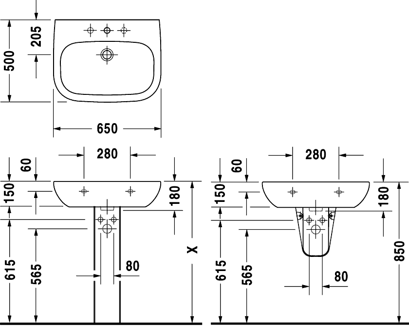 Раковина Duravit D-Code 65