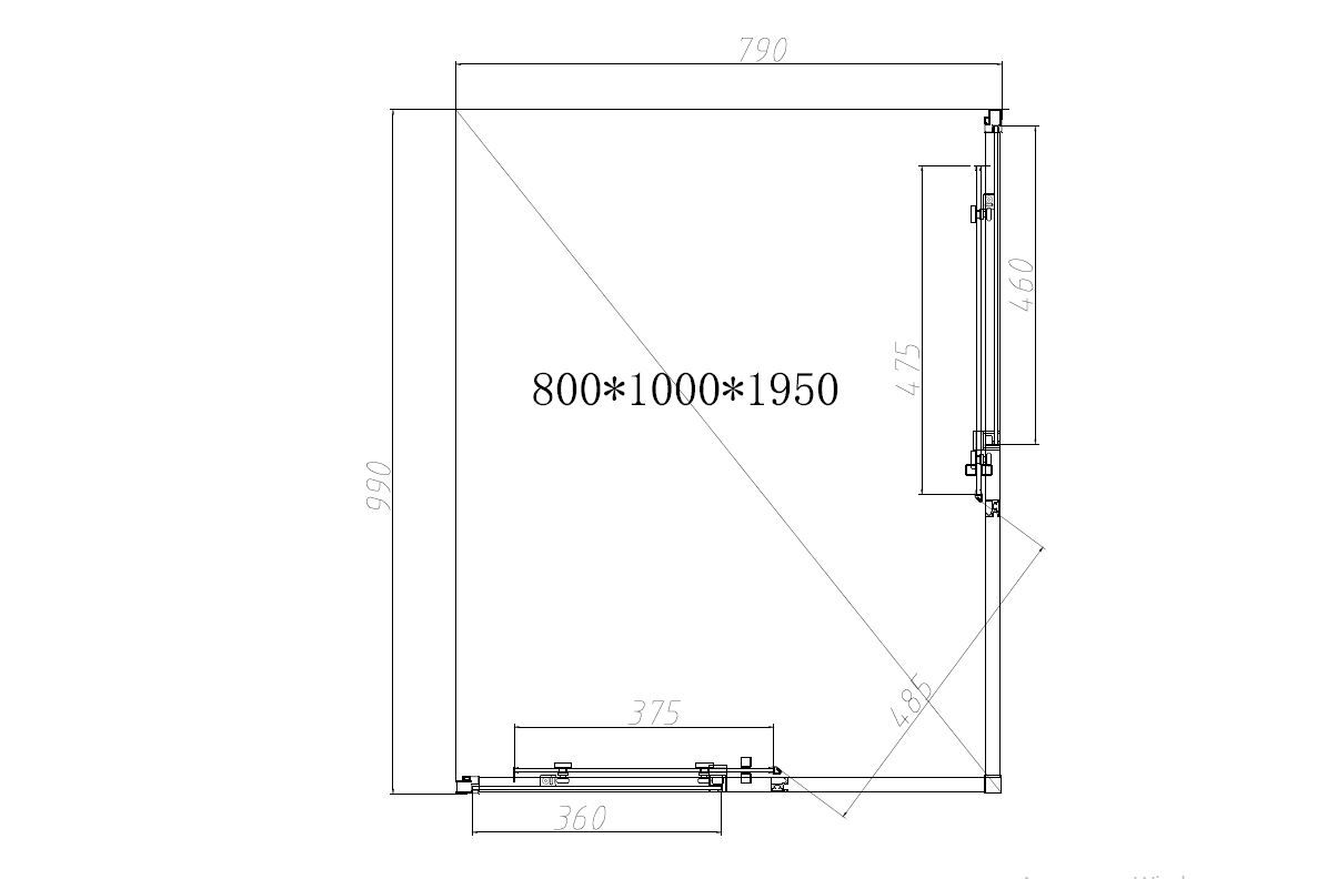 Душевой уголок Vincea Слим-Н (Slim-N) VSS-4SN8010CGGM 100x80 вороненая сталь, тонированный