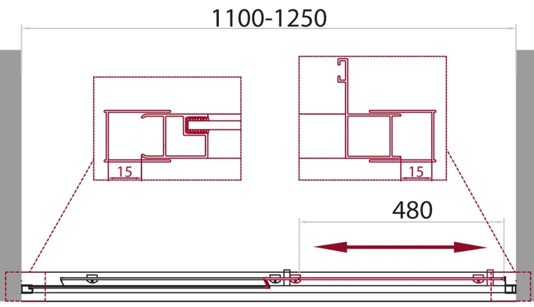 Душевая дверь BelBagno Unique 110/125x190 прозрачная