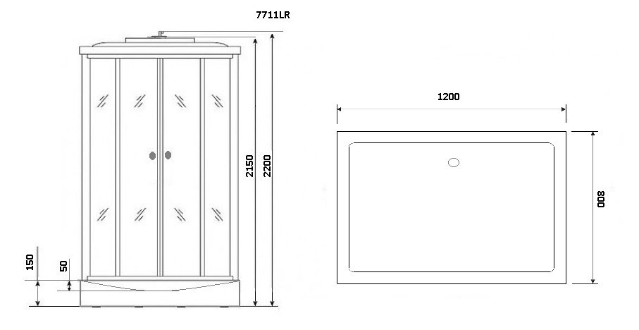 Душевая кабина Niagara Luxe NG-7711WL 120x90 L, белый