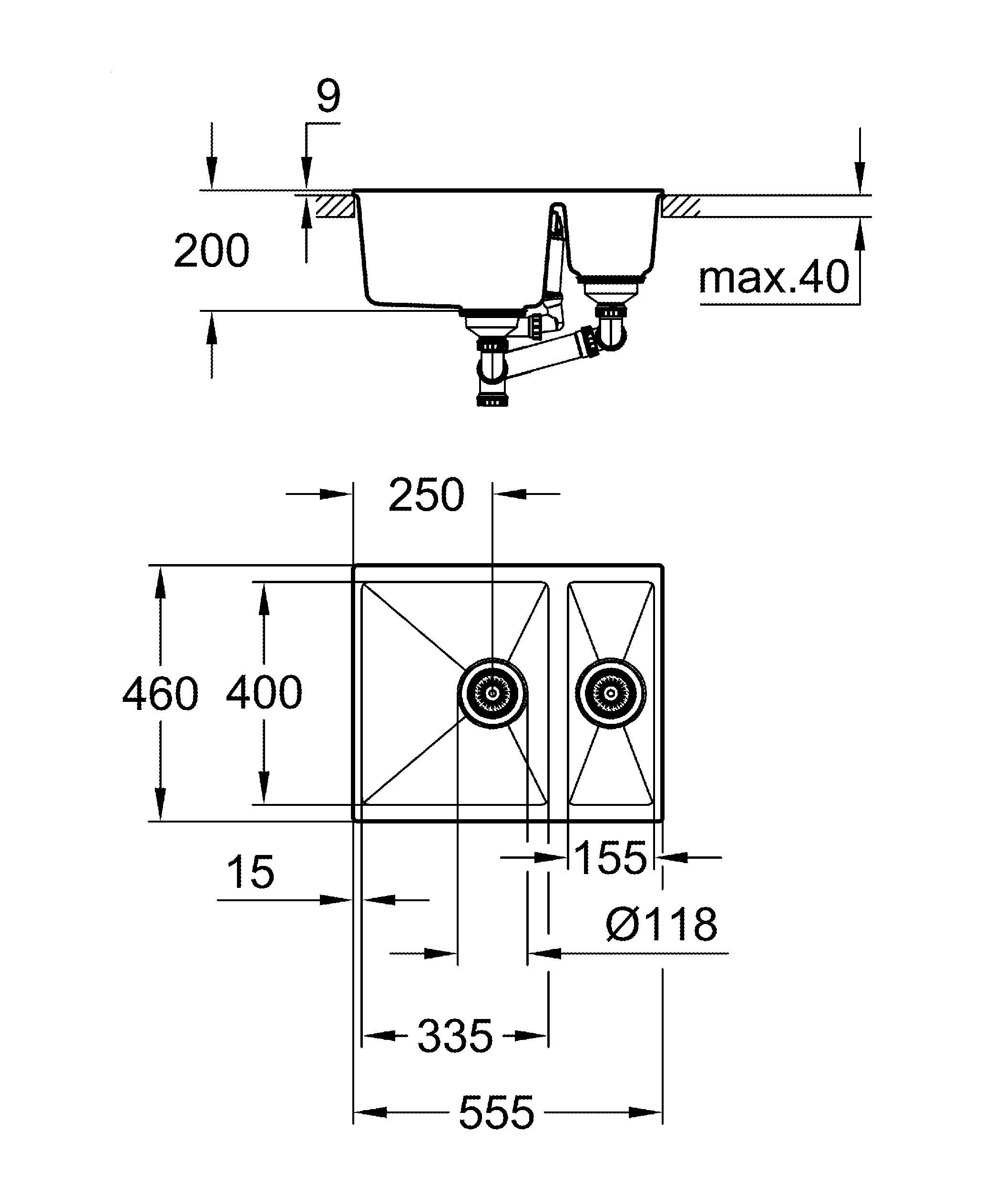 Кухонная мойка Grohe K500 31648AT0 55.5 см серый гранит